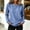 Light Blue, variant on Women's Crew Neck Washed Long Sleeve Top Loose Fit Vintage Textured Basic Tops for Women Blue S