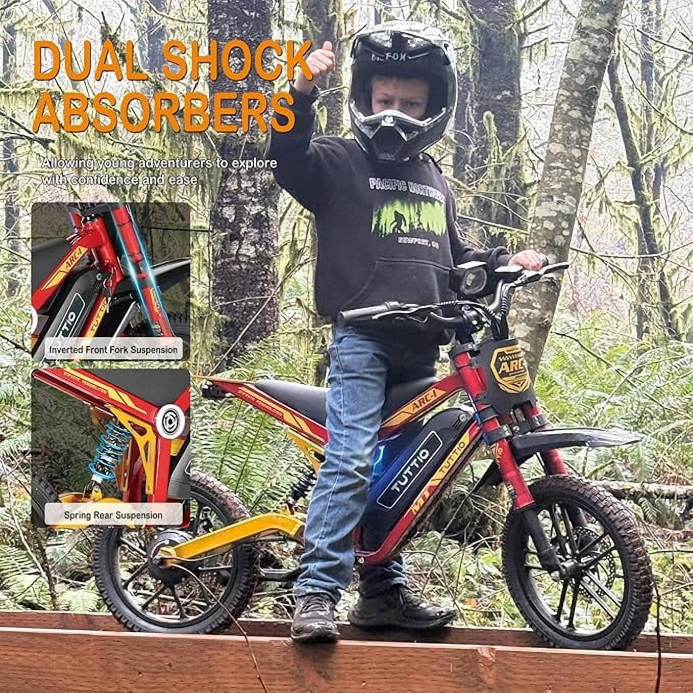 TUTTIO ARC-I Electric Dirt Bike for Kids Aged 8-13, 750W & 22MPH Electric Motorcycle with 5 Speed Modes and LED Light