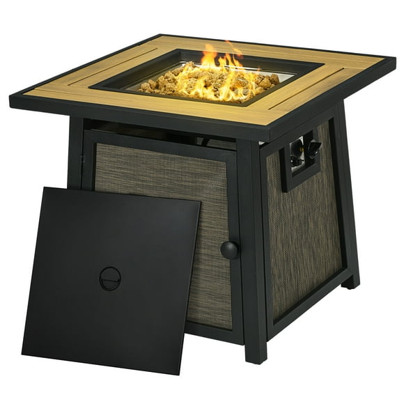 Outsunny 28" Propane Fire Pit Table with Cover, 50,000 BTU Fire Table