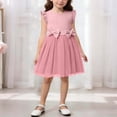 thumbnail image 2 of Makaor Formal Dresses for Kids Girls Ruched Bow A Line Dress Mesh Sleeveless Wedding Guest Dresses Empire Waist Birthday Party Dresses, 2 of 5