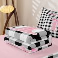 thumbnail image 5 of Manfei Geometric Gingham Letter R Zipper Twin Comforter Sets with Fitted Sheet and 2 Pillowcases,Personalized Monogrammed Gifts Zipper Bedding Set,Pink Reversible,4 Pieces, 5 of 7