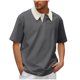 thumbnail image 2 of pstuiky camisetas de hombre, Blusa informal de manga corta con cuello vuelto y botones de color liso para hombre camisetas de hombre l, 2 of 6