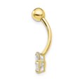 thumbnail image 3 of 10k Yellow Gold Polished Open back Screw back With 5mm Square CZ Cubic Zirconia Simulated Diamond Belly Ring Dangle Jewe, 3 of 4