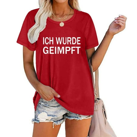 sebulube Womens Letter O Neck Short Sleeve Tops Blouse T-Shirt