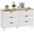 thumbnail image 1 of HOMCOM Commode à 6 Tiroirs, Commode Double pour Chambre, Blanc, 1 of 10