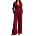 thumbnail image 2 of Women's 2 Piece Suits Business Casual Blazer and Pants Sets Dressy Outfits Office Work Suits for Women Solid Color Long Sleeves Suit, 2 of 9