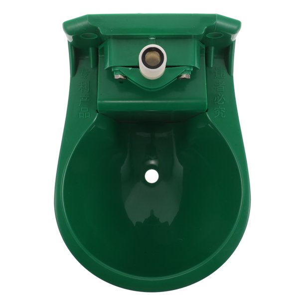 GOOHOCHY Bebedero automático para ovejas y cabras con válvula de flotador. Bebedero de plástico verde para ganado, caballos, perros y cerdos con orificio de drenaje.