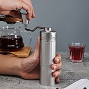 Portable Hand Coffee Grinder LHKLUK, 0.02mm External Adjustment, 7-Star Conical Stainless Steel Burrs, Aluminum Alloy Body, for Home, Travel & Office
