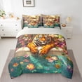 thumbnail image 3 of Feelyou Kawaii Cartoon Tiger Twin Bedding Sets 7-Piece, Vintage Garden Spring Flower Bedding Comforter Set, Teens Kids Boys Girls Reversible Sheet Sets, Luxury Bedroom Decor, 3 of 8