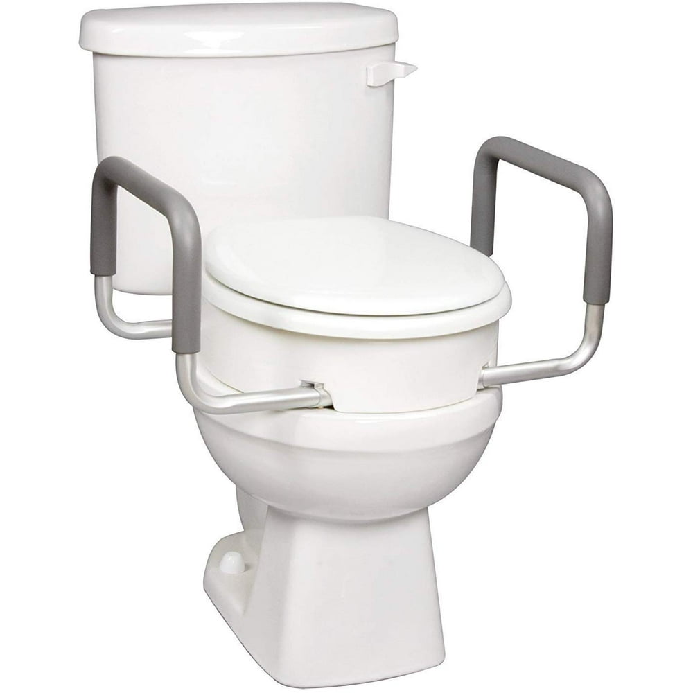 Carex Health Brands Elevated Toilet Seat with Handles in White for