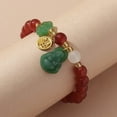 thumbnail image 6 of Elegant Green Beaded Bracelet with Lucky Cloud & Maitreya Buddha Charms - Classic Chinese Style, Glass Crafted with Golden Accents, Ideal Spring Festival Gift for Women, Chinese Bracelet,Burgundy*4, 6 of 14