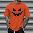 thumbnail image 2 of Mens T Shirts Halloween Theme Expression Printed Solid Color Short Sleeve Crew Neck Tops Comfortable Loose Casual Shirts For Men Orange XXXL, 2 of 4