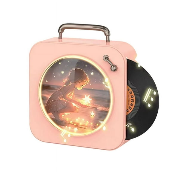 Vintage Bluetooth Player Stereo Sound Stereo Sound Effects Radio Vinyl Record Small Stereo Home CD Player Pink
