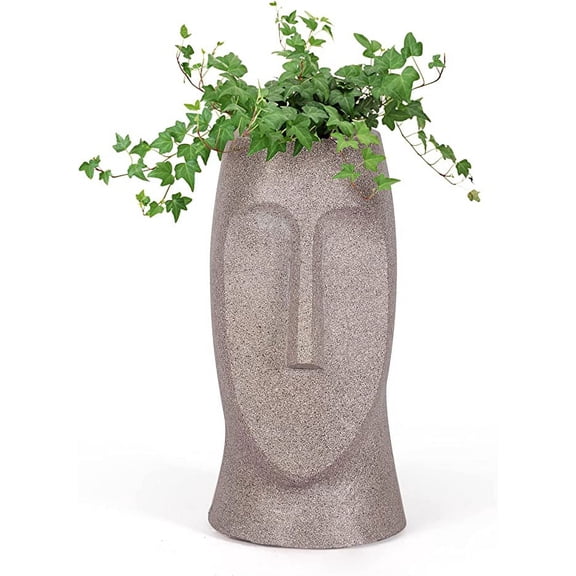Joveco 13.8 H Face Planter Pot Indoor/Outdoor Decorative Flower Pot Concrete Planters with Drainage for Plants, Succulents, Flowers, and Cactus