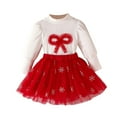 thumbnail image 1 of NIEWTR Ensemble de Noël pour Enfants, Robe de Noël pour Tout-Petits et Bébés Filles, Bandeau, Robe Tutu en Molleton pour Enfants avec Père Noël, Manches Longues, Robes de Fête de Noël (3-4 Ans, Rouge), 1 of 7