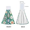 thumbnail image 3 of Yayeee Kitchen Hanging Hand Towels Set of 2 with Loop Bathroom Absorbent Tie Towel, Green Geometric Flowers, 3 of 7