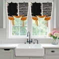 thumbnail image 4 of Orange Black Tie Up Curtains for Windows, Adjustable Balloon Window Shades, Farmhouse Striped Modern Abstract Art Kitchen Window Treatments Farmhouse Short Curtains with Rod Pocket 42"x45", 4 of 8