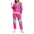 thumbnail image 4 of VBVC Women's Carnival 2 Piece Tracksuit,80s 90s Windbreaker Jacket and Jogger Pants,Colorblock Hip Hop Outfit For Women,Red,Size XXL, 4 of 8