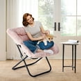 thumbnail image 7 of LIFERECORD Oversized Faux Fur Folding Chair - Plush Lounge Chair for Adults, Large Foldable Reading Chair for Bedroom, Dorm & Living Room, Pink, 7 of 7
