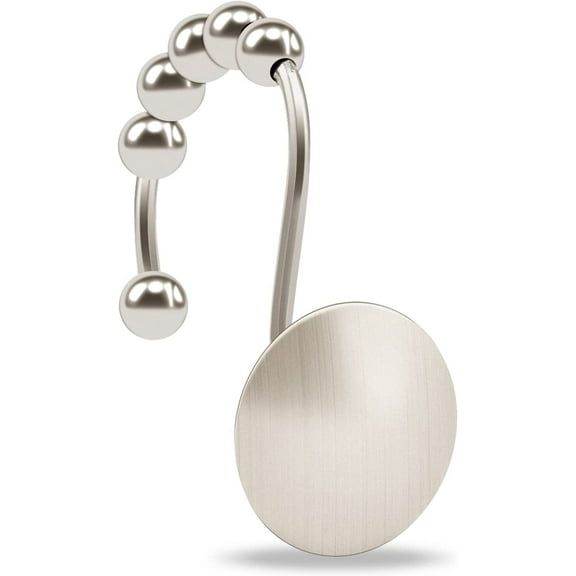 Nickel Shower Curtain Hooks Rust Proof：Durable Metal Shower Curtain Rings Easy Glide Shower Hooks for Shower Curtain Peyton Decorative Shower Curtain Hooks,Set of 12 Shower Rings