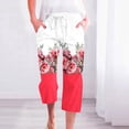 thumbnail image 2 of Pantalones Casuales de Mujer de Impresión Floral Cintura Elástica Suelta, Pantalones de Pierna Ancha Recta con Bolsillos, 2 of 5