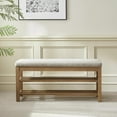 thumbnail image 6 of VKNOW Entryway Bench, 44.3” Upholstered Shoe Bench for Bedroom, 2-Tier Storage End of Bed Bench with Rubberwood Legs for Living Room, Hallway, Brown, 6 of 13