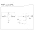 thumbnail image 5 of Kingston Brass KS1210WLL Wilshire Double-Handle Wall Mount Bathroom Faucet, Matte Black, 5 of 8