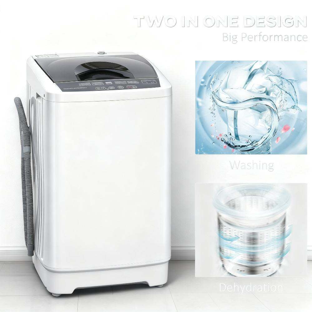 Electric Dryer, Compact Washer, Portable Washing Machine, Full Automatic Washer with 8 Programs and 6 Water Levels, Transparent Grey,White Dryer Machine,Tumble Dryer
