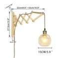 thumbnail image 2 of KAYYELAMP Adjustable Front to Back Wooden Wall Sconce with 9.8ft Plug-in Cord E26 Bronze Base Cracked Glass Ball Shade Wabi-sabi Style for Home Office(No Bulb), 2 of 7