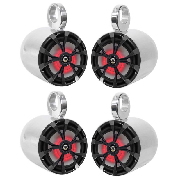 4) Rockville 8" 900 Watt Marine Boat Aluminum Wakeboard Tower Speakers