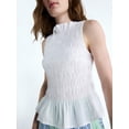 thumbnail image 4 of Free Assembly Women's and Women's Plus Smocked Peplum Sleeveless Cotton Top, Sizes X-4X, 4 of 5