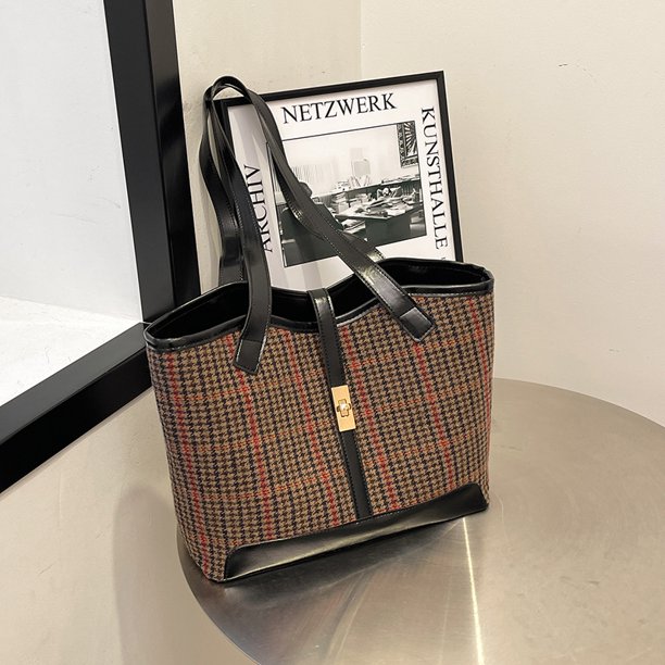 Bolso retro de pata de gallo de gran capacidad para mujer, nuevo estilo 2025, moderno bolso de viaje versátil para otoño e invierno, bolso de hombro estilo coreano