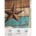 thumbnail image 6 of Sheer Curtains 54 Inch Length, Western Texas Star Vintage Semi Sheer Curtains Light Filtering Window Treatment, Retro Farmhouse Turquoise Brown Wood Privacy Voile Drapes for Living Room 52x54 Inch, 6 of 7