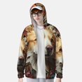 thumbnail image 2 of Daiia Vintage Colorful Flower Puppy UPF 50+ Sun Protection Hoodie Jacket Lightweight Long Sleeve Sun Shirt for Women Men with Pocket Hiking Outdoor-3X-Large, 2 of 7