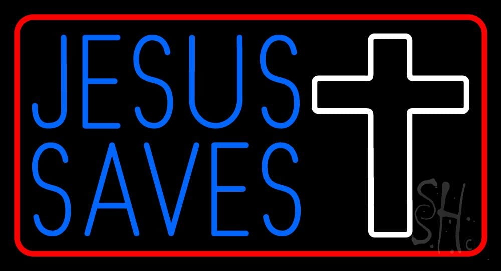 タイムセール中 DUNACO Jesus Saves Neon Sign， 20x14´´ Cross LED Lights， White 3D  Signs Memorial Christian G欧米で人気の並行輸入品