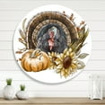 thumbnail image 2 of Designart 'Thanksgiving Vintage Turkey Pumpkin and Sunflowers ' Farmhouse Circle Metal Wall Art 11x11 - Disc of 11, 2 of 5