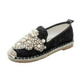 thumbnail image 2 of LSLJS Sandals Womens Pearl Solid Flat Heels Peep Toe Sandals Shoes, Flats Shoes, 2 of 8