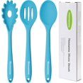 thumbnail image 1 of MISSUNNY Silicone Cooking Spoons, Heat Resistant Large Silicone Pasta Slotted Spoon Solid Basting Spoon Set for Nonstick Cookware, BPA Free Black Kitchen Silicone Spoons Set for Mixing, Serving, Drain, 1 of 4