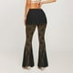 thumbnail image 3 of Pantalones acampanados de cintura alta con encaje para mujer: malla transparente, diseño floral, cintura elástica, cordón, transparentes, tallas S-L, encaje de poliéster, lavado a mano., 3 of 5