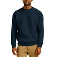 thumbnail image 7 of Hxshgdsn Mens Trendy Waffle Henley Shirt Long Sleeve Knit Pullover Sweater Crewneck Textured Loose Casual 1/4 Button Blouse Navy 2Xl, 7 of 7