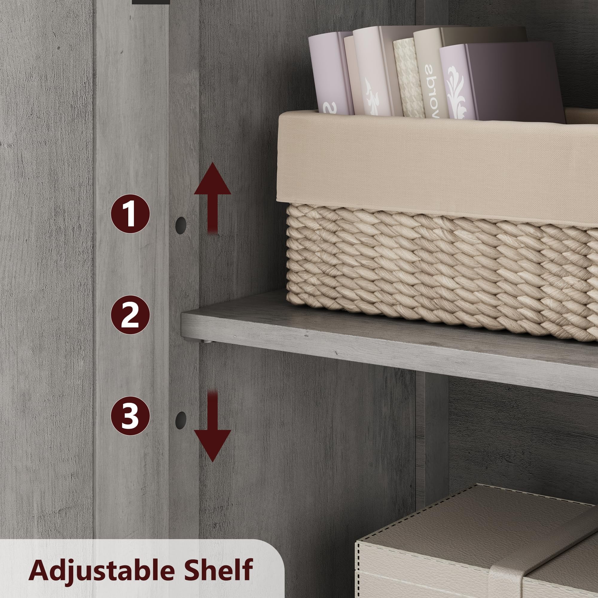 50.4in Tall Bathroom Cabinet, Farmhouse Storage Cabinet with Glass Doors and Adjustable Shelves, Freestanding Kitchen Pantry Cabinets, Cupboard for Living Room, Dining Room