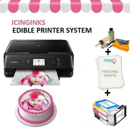 Edible Cake Printer Bundle Package – Canon Edible Image Printer, Edible Ink Cartridges, Frosting Sheets, Edible Cleaning Kit, Free Image Designing Lifetime, Edible Printer for Cakes by