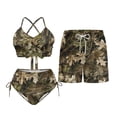 thumbnail image 2 of Psesaysky Brown Hunting Camo Matching Swimsuits for Couples Womens 2 Piece Bikini Sets Sexy Cross Front Mens Swimming Trunk with Pocket Couples Matching Bathing Suits for Family Swimwear-L, 2 of 7