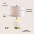 thumbnail image 4 of Ilsa 22" Dotted Glass/Metal LED Table Lamp, White/Brass Gold by JONATHAN Y, 4 of 8