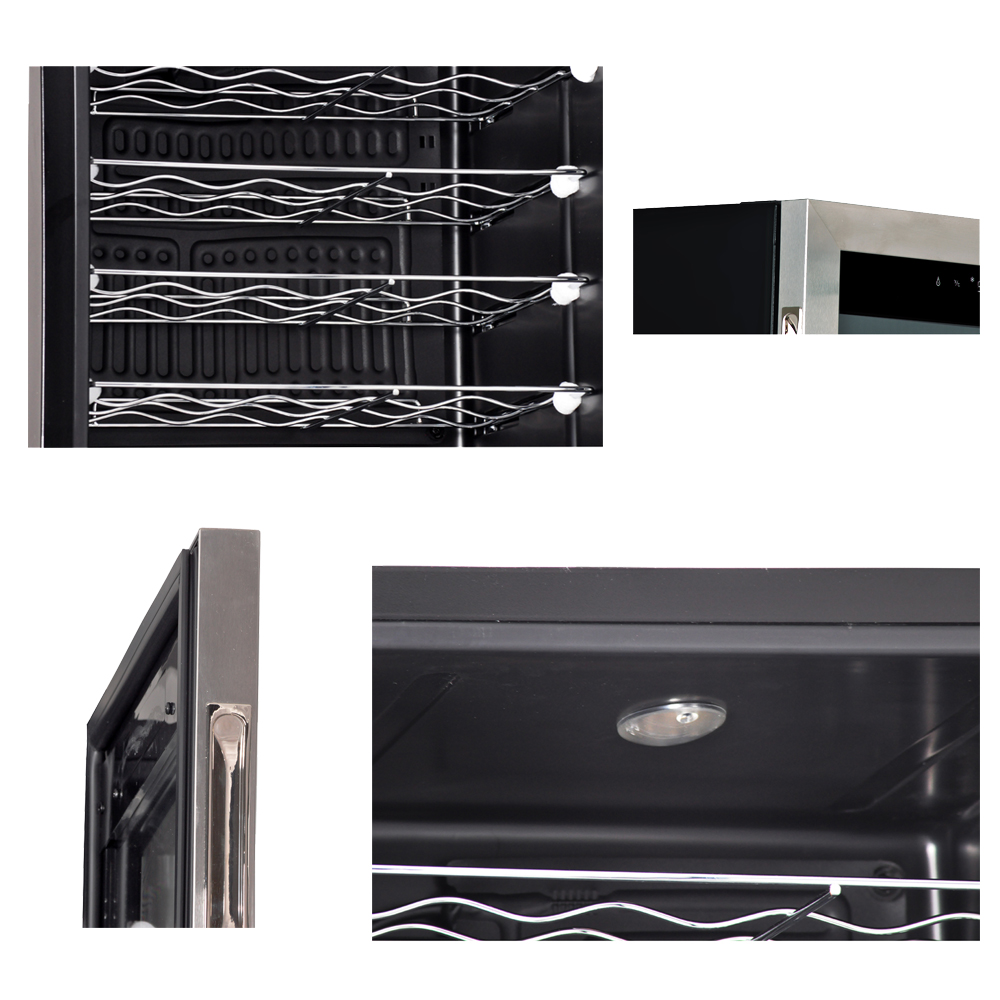 SMETA 3.1 Cu ft 28 Bottles Compressor Wine Coolers Stainless Steel Door No Frost Wine Fridges Freestanding Champagne Cooler, 110V