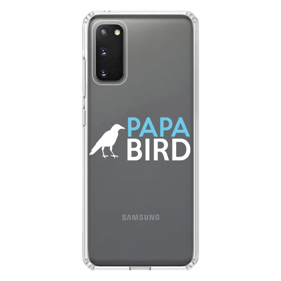 DistinctInk Clear Shockproof Hybrid Case for Galaxy S20 ULTRA / 5G (6.9" Screen) - TPU Bumper Acrylic Back Tempered Glass Screen Protector - Papa Bird