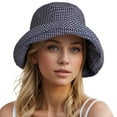 thumbnail image 3 of Hats for Women Unisex Breathable Rolled Plaid Bucket Sun Hat Lightweight Blue One Size, 3 of 5