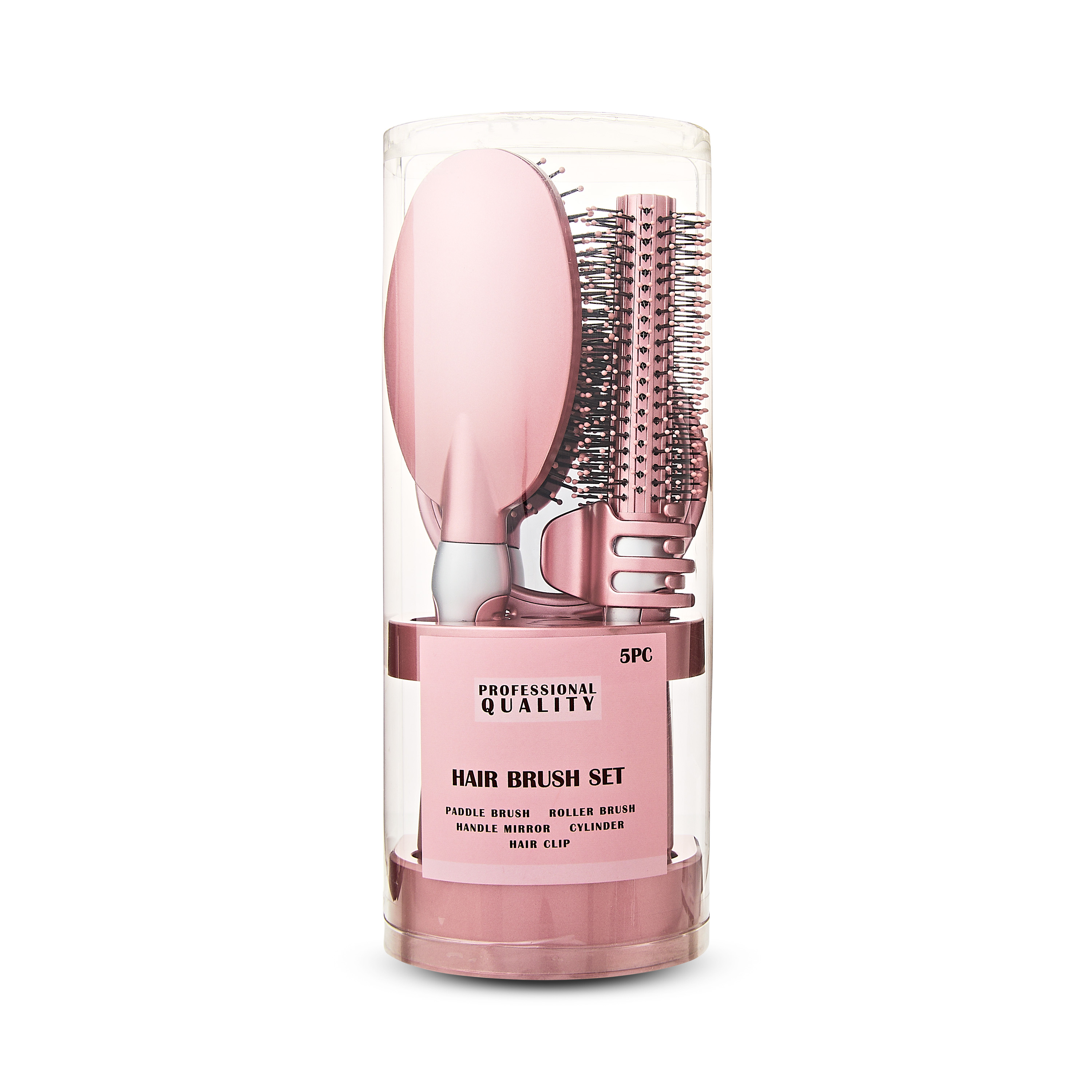 (2 pack) Pink 5-Piece Hairbrush Set