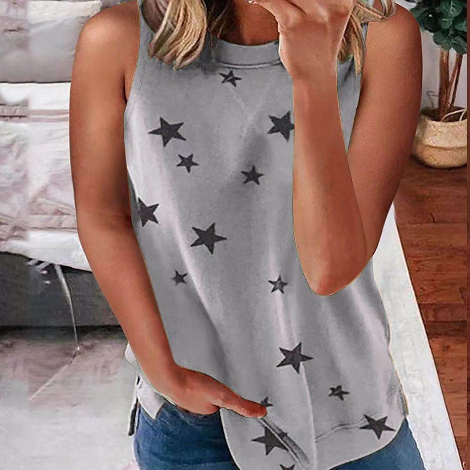 XIAOFFENN Dressy Tank Top For Women Women'S Crewneck Basic Tank