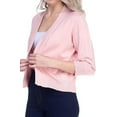 thumbnail image 2 of Cielo 1985 Women's Open Bolero Cardigan Sweater - cropped 3/4 sleeves lightweight - By The Simply Fashion peach S, 2 of 6